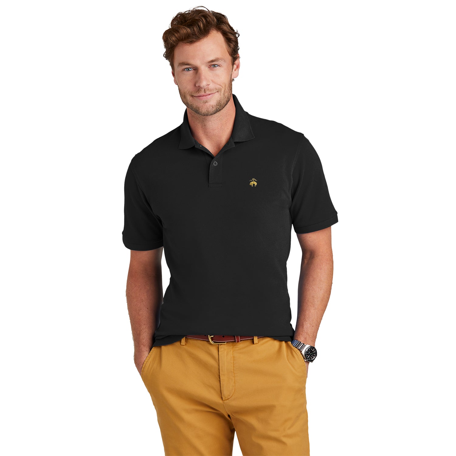 Brooks Brothers Pima Cotton Pique Embroidered Polo - Deep Black