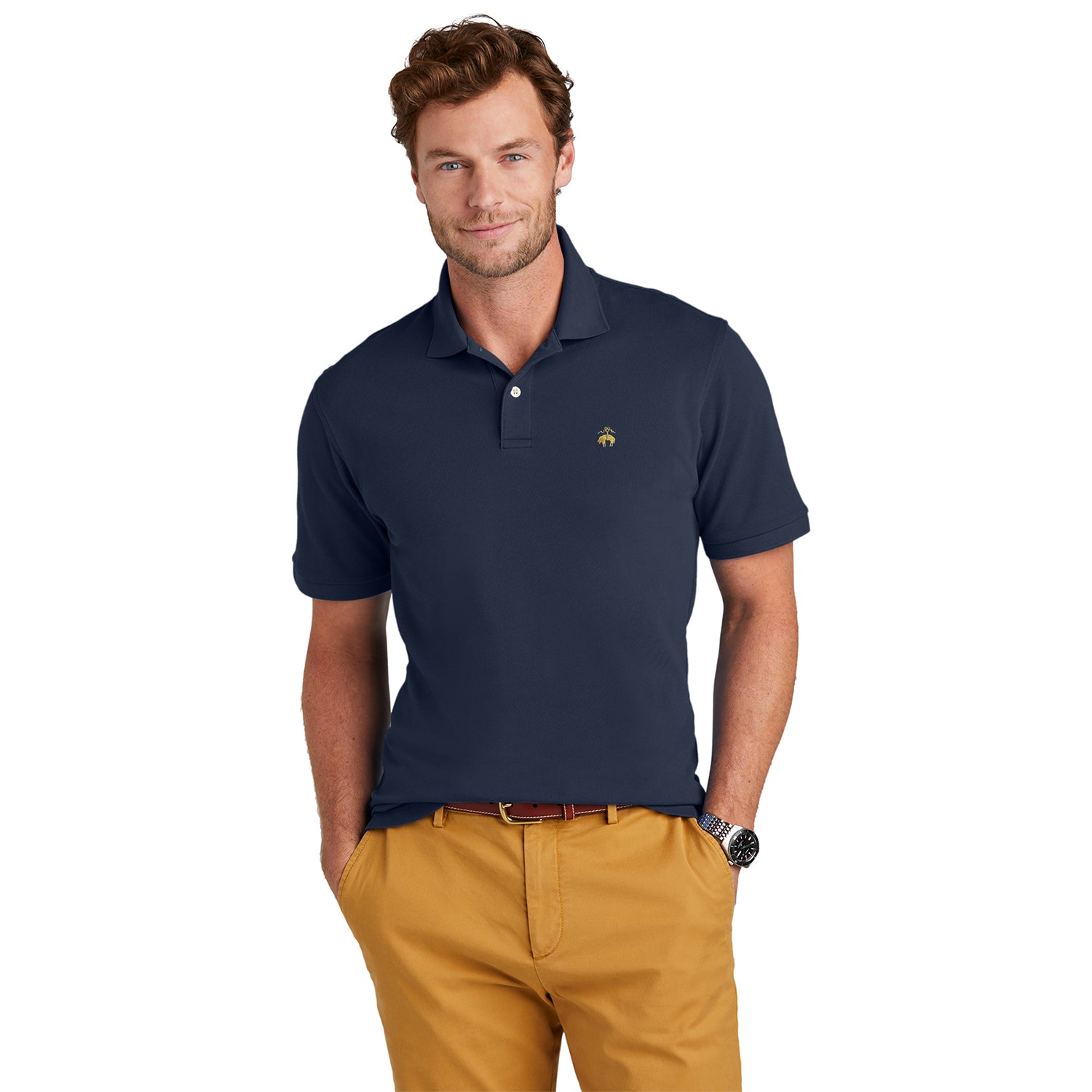 Brooks Brothers Pima Cotton Pique Embroidered Polo - Navy Blue Blazer