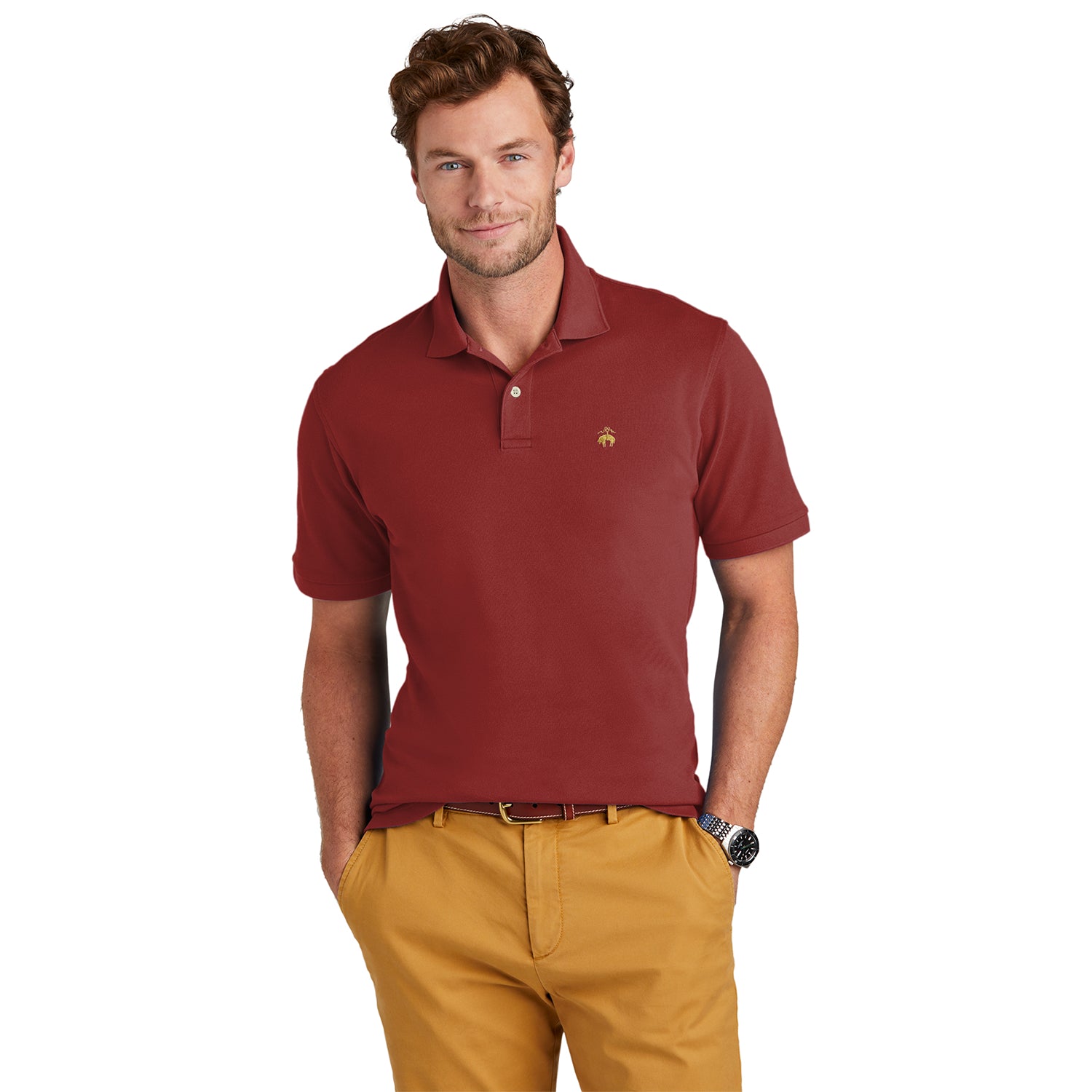 Brooks Brothers Pima Cotton Pique Embroidered Polo - Rich Red