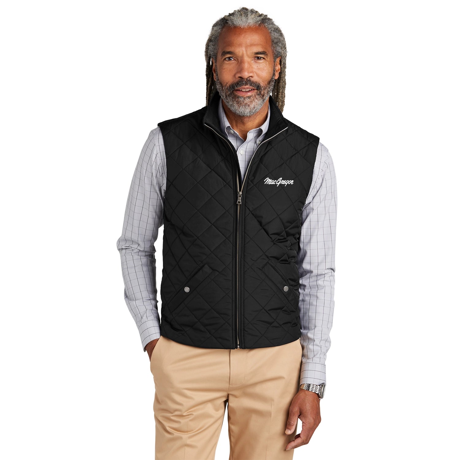 Brooks Brothers Quilted Embroidered Vest - Deep Black