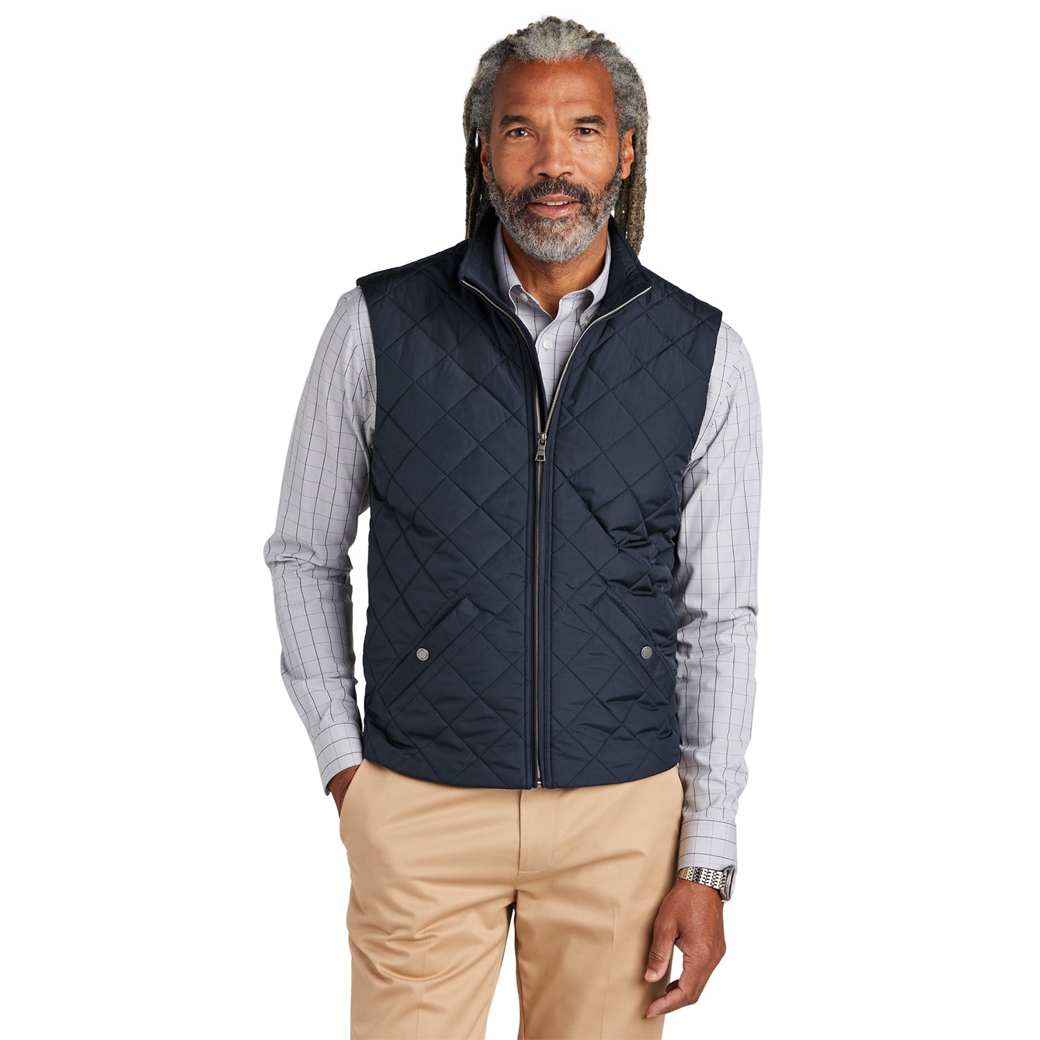 Brooks Brothers Quilted Embroidered Vest - Night Blue Navy