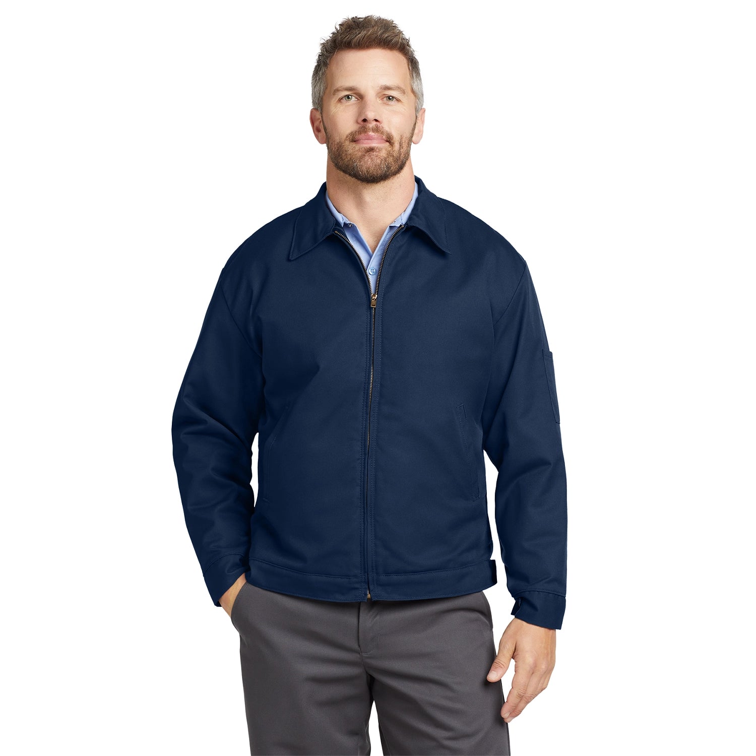 Red Kap Slash Pocket Embroidered Jacket - Navy Blue