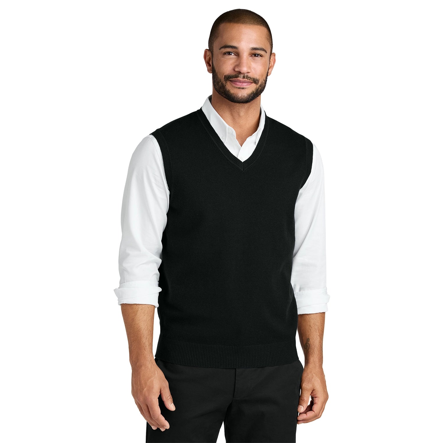 Port Authority Easy Care Sweater Embroidered Vest - Deep Black (PMS BLACK C)