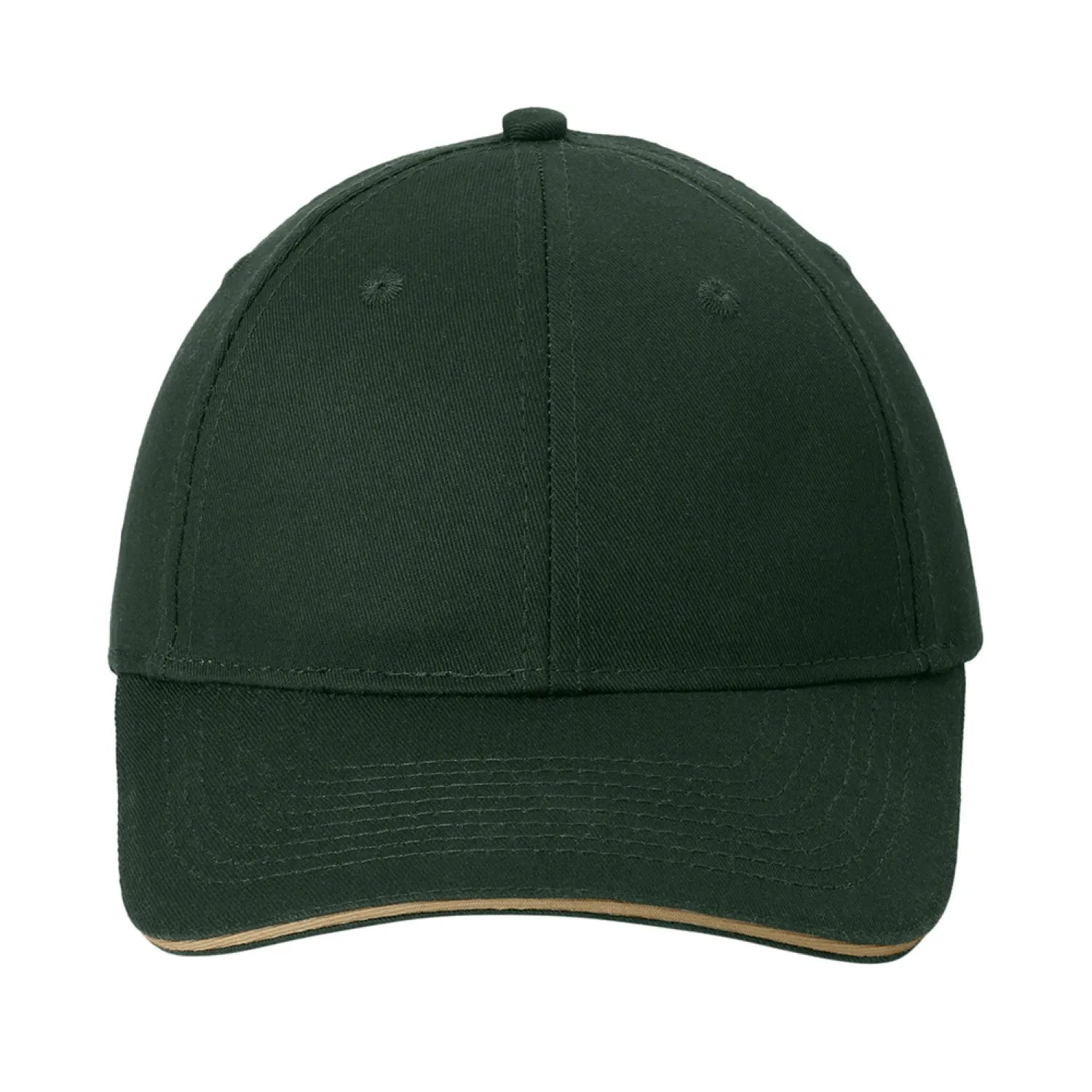 Port & Company - Sandwich Bill Embroidered Cap - Hunter Green/Khaki Beige