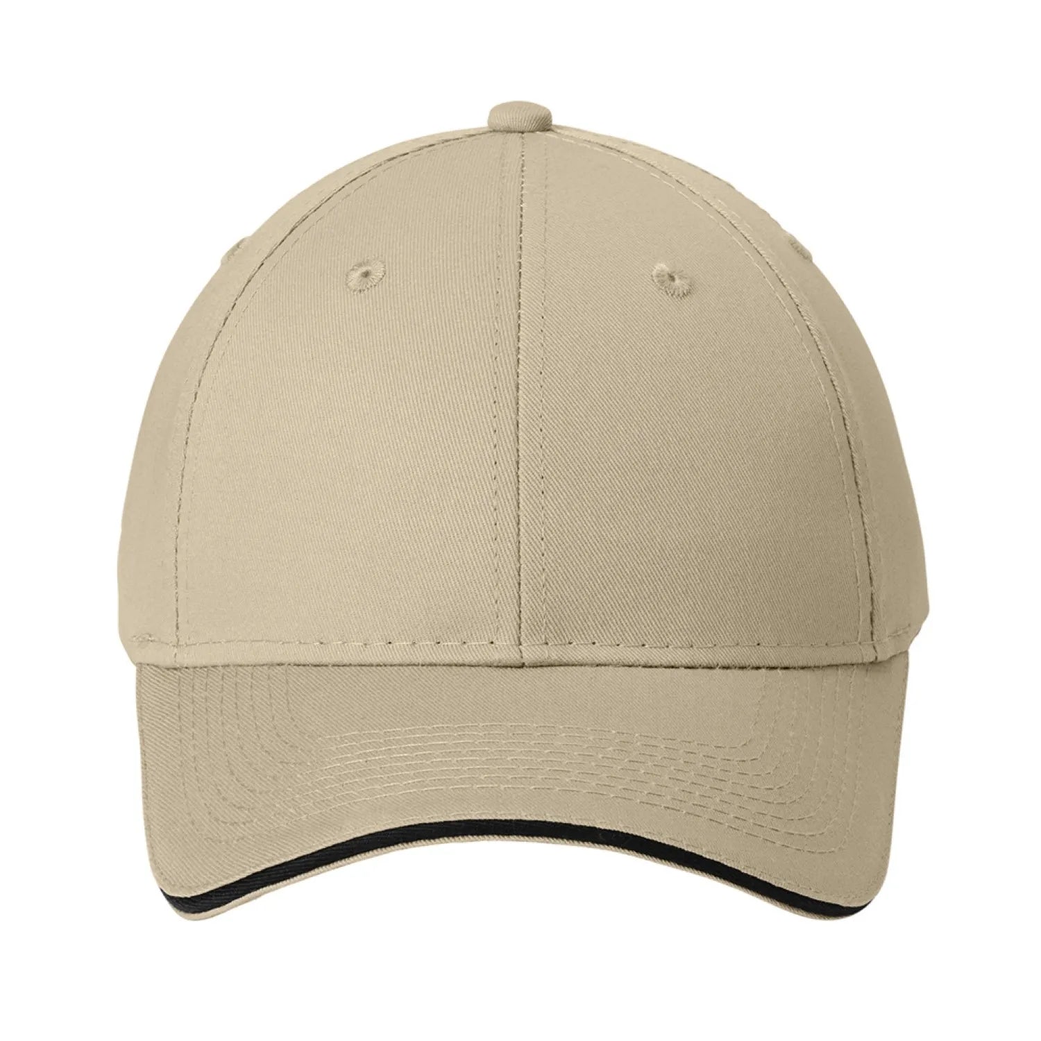 Port & Company - Sandwich Bill Embroidered Cap - Stone Beige/Black