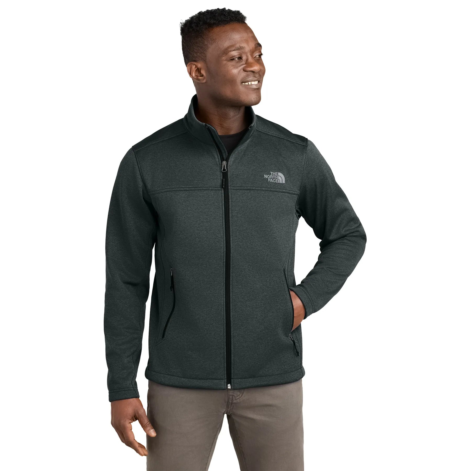 The North Face Chest Logo Ridgewall Soft Shell Embroidered Jacket - TNF Dark Grey Heather