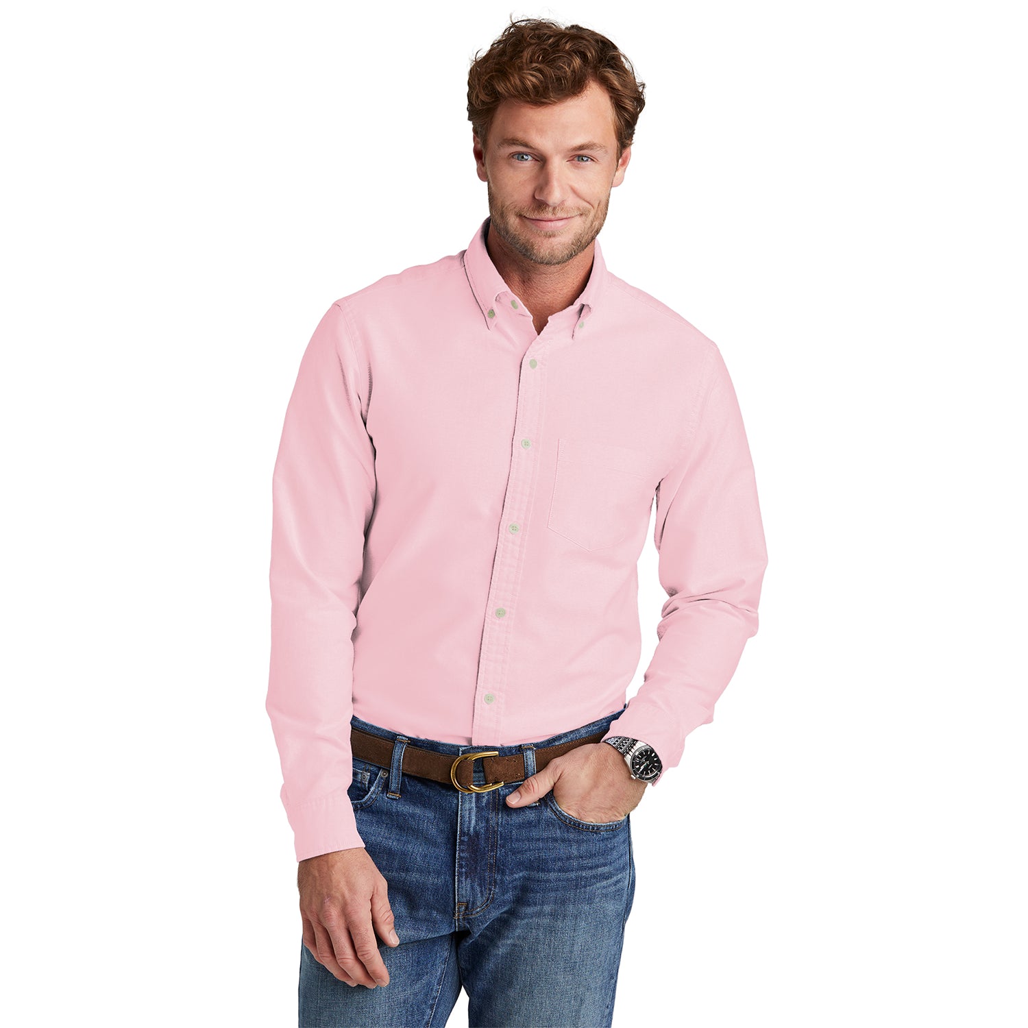 Brooks Brothers Casual Oxford Cloth Shirt Embroidered - Soft Pink (PMS 2050C)