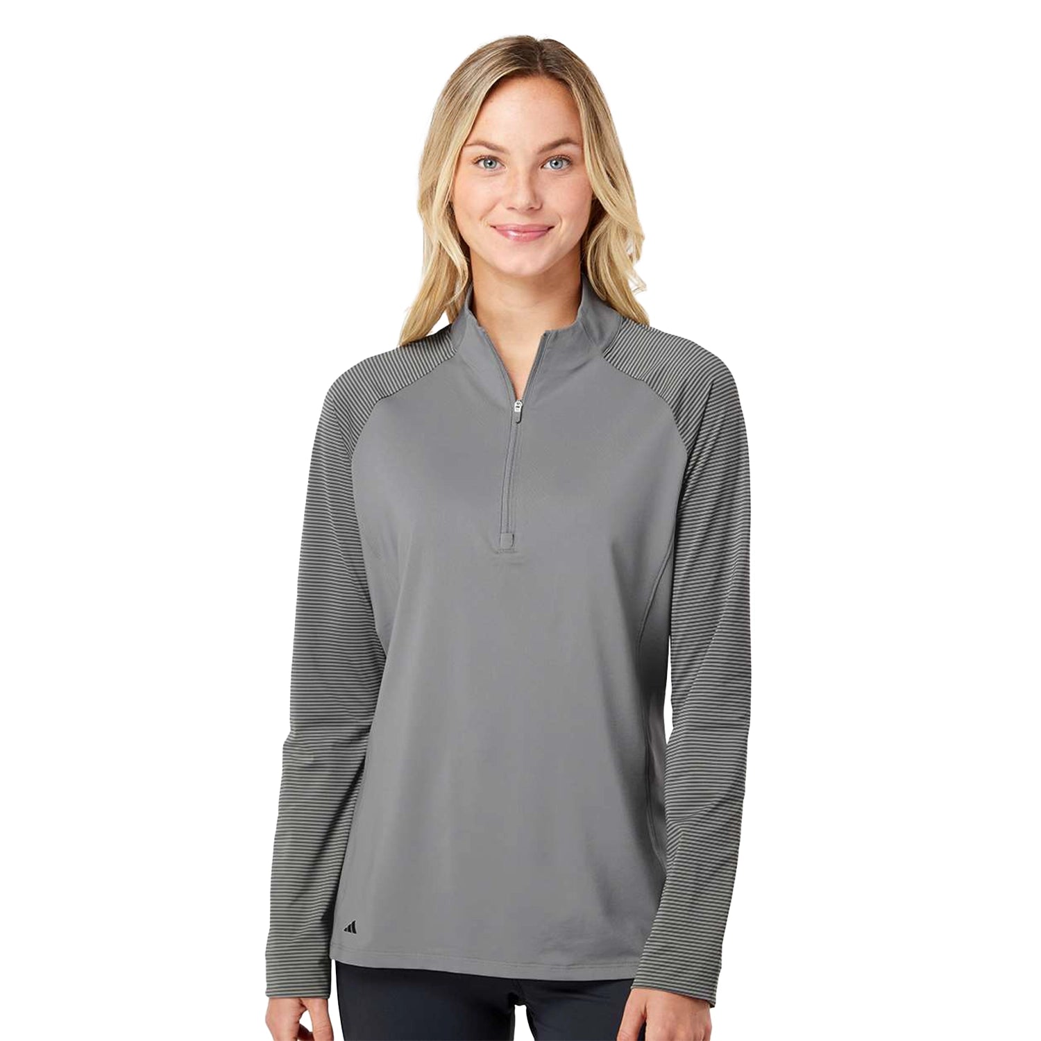 Adidas - Women's Stripe Block Quarter-Zip Pullover Embroidered