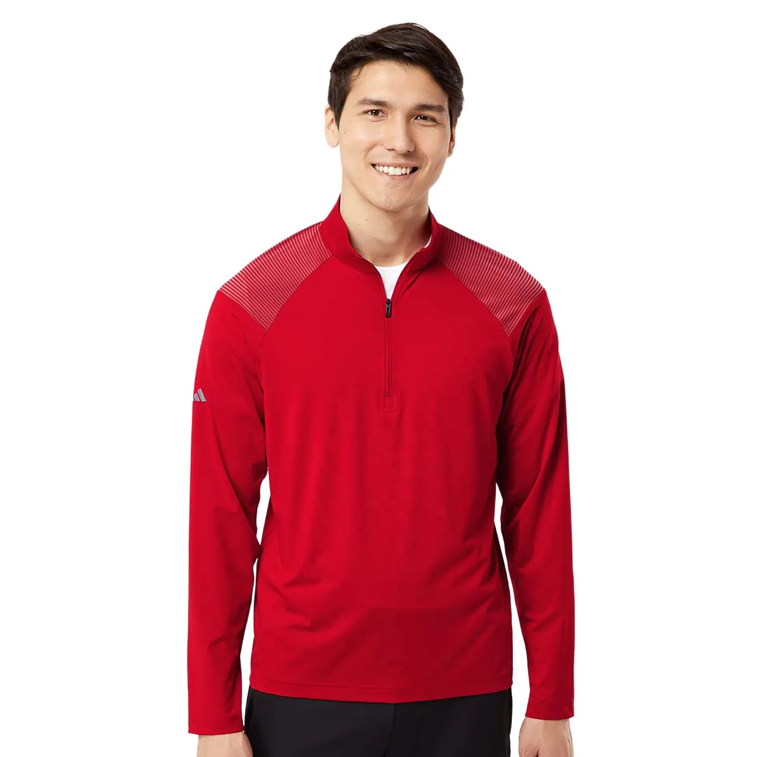 Adidas Shoulder Stripe Quarter-Zip Pullover Embroidered