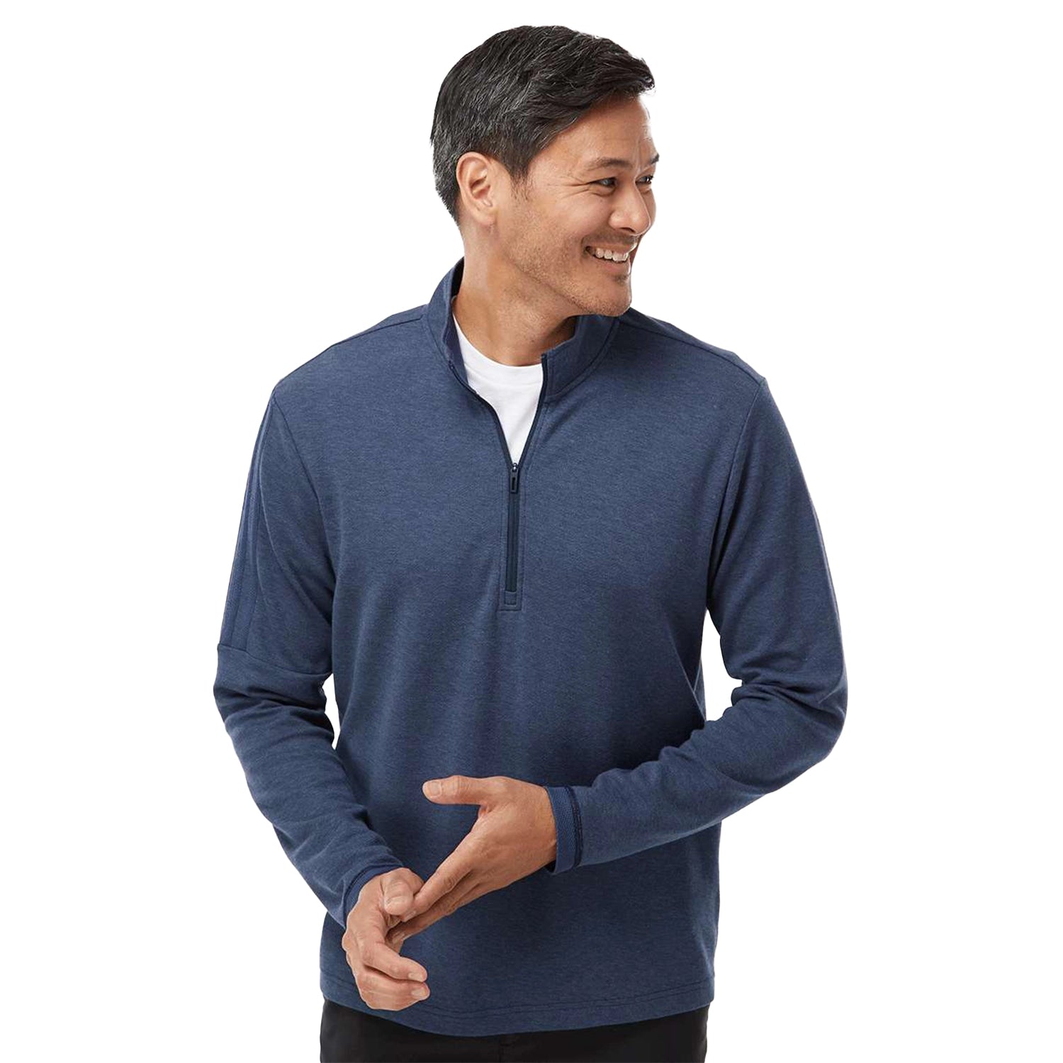 Adidas Adidas 3-Stripes Quarter-Zip Sweater Embroidered - Collegiate Navy Blue Melange