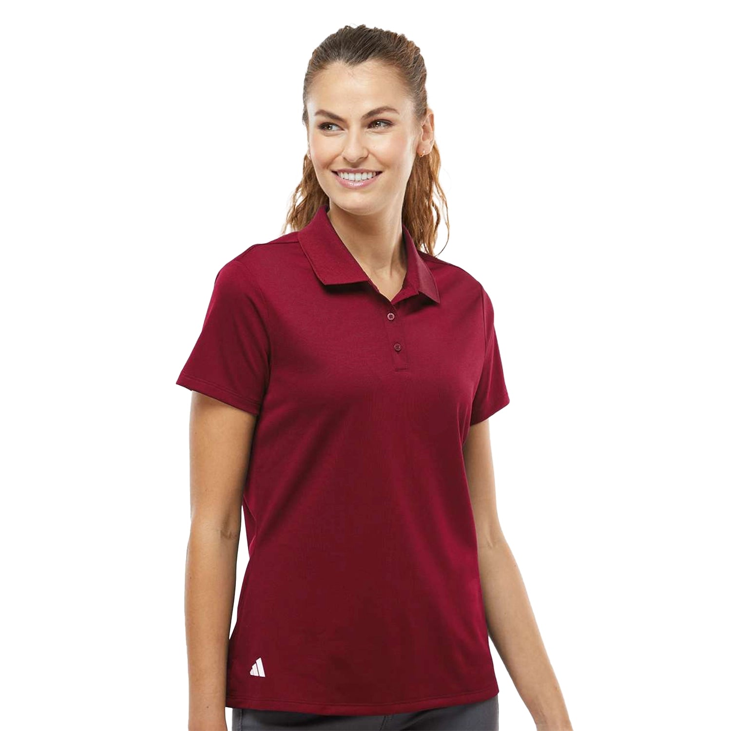 Adidas Women's Basic Sport Embroidered Polo - Collegiate Burgundy Red