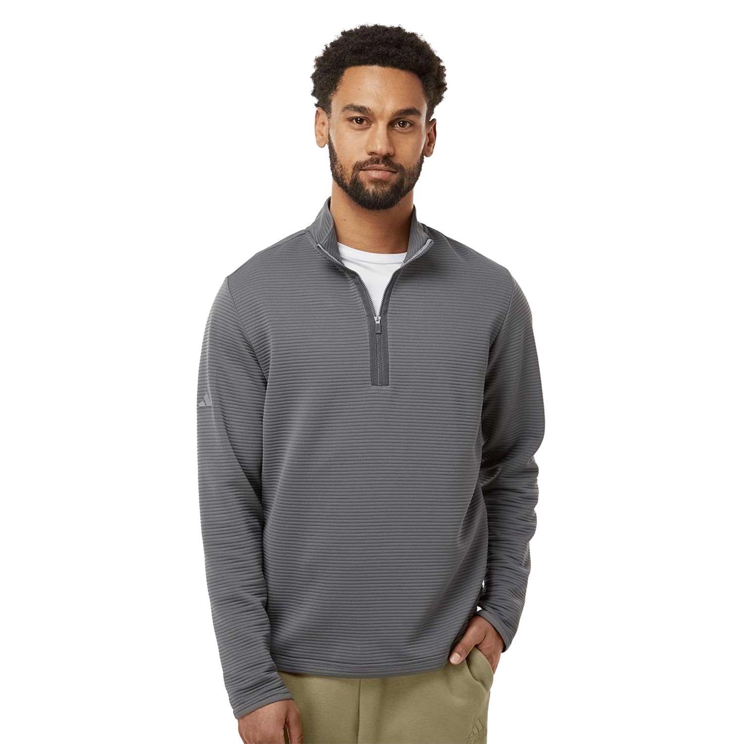 Adidas Adidas Spacer Quarter-Zip Pullover Embroidered - Grey Five