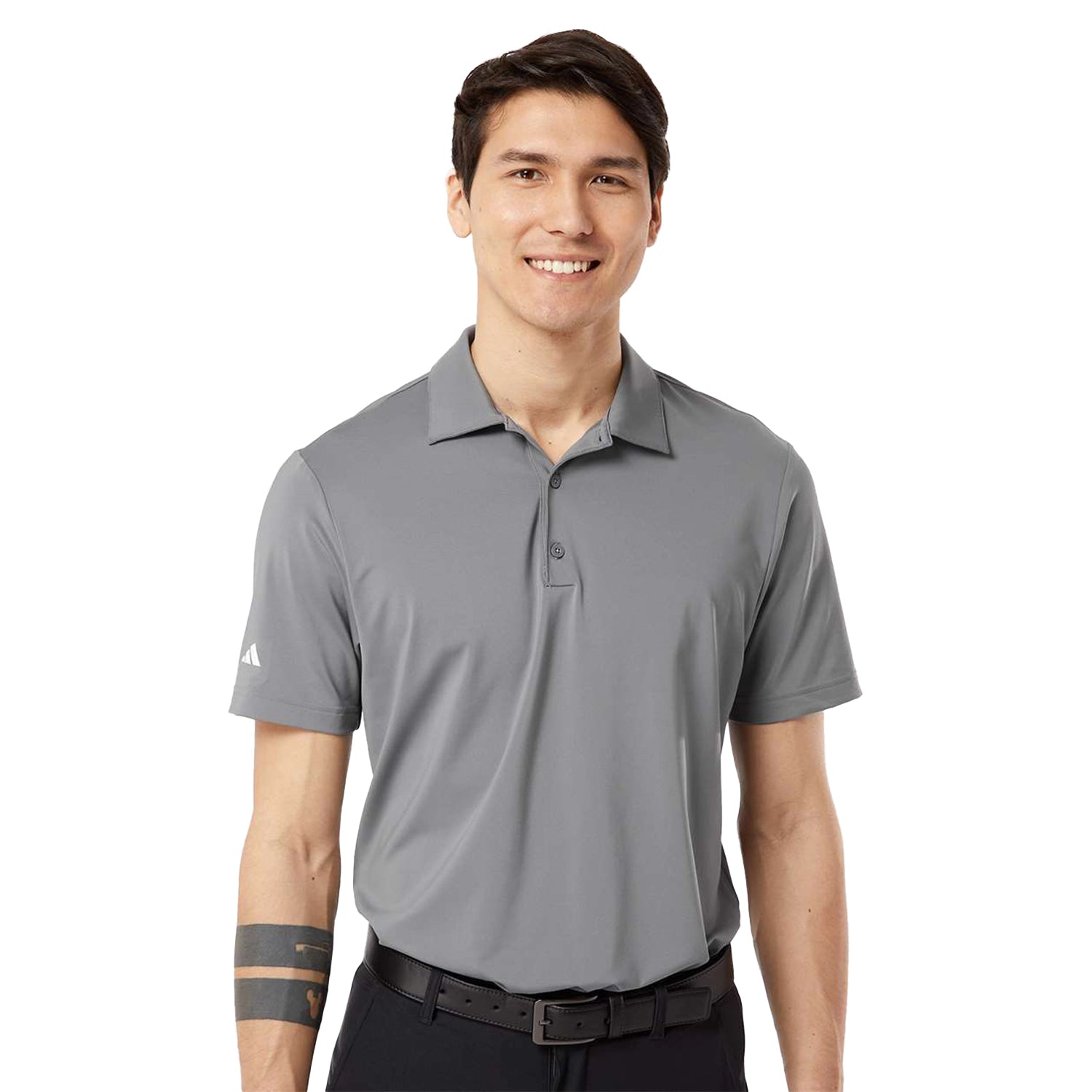 Adidas Ultimate Solid Embroidered Polo - Grey Three