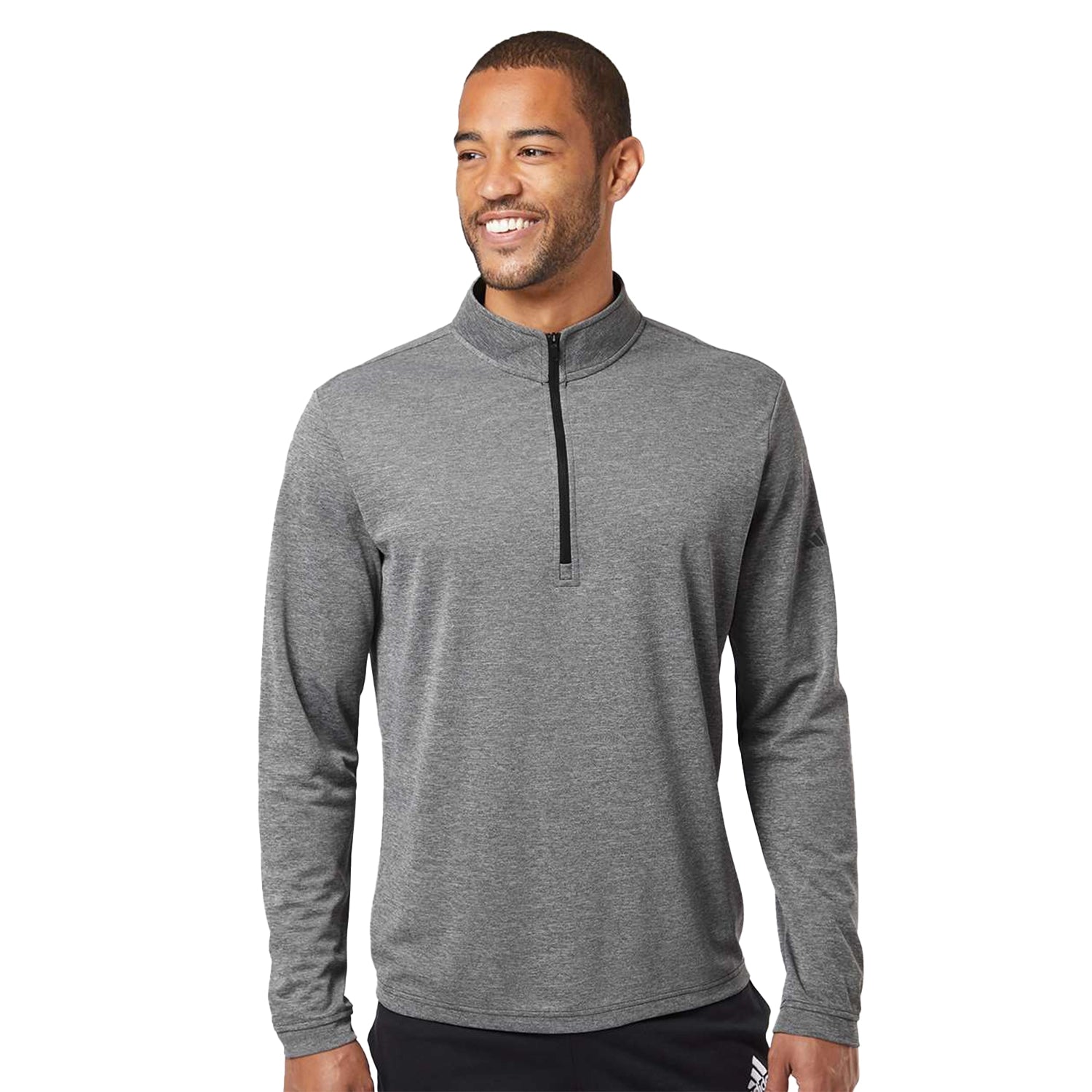 Adidas Lightweight Quarter-Zip Pullover Embroidered - Black Heather
