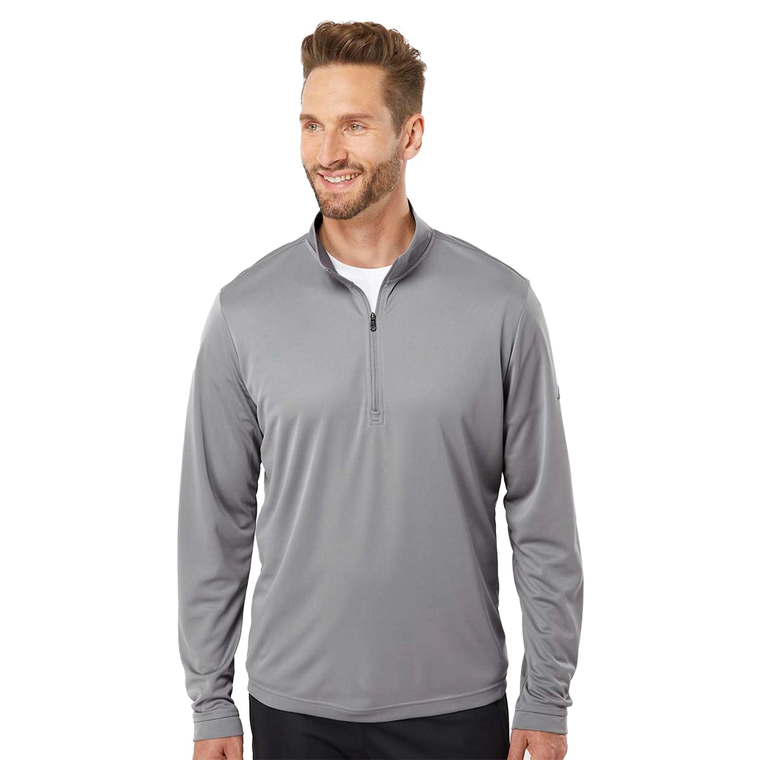 Adidas Lightweight Quarter-Zip Pullover Embroidered - Grey Three