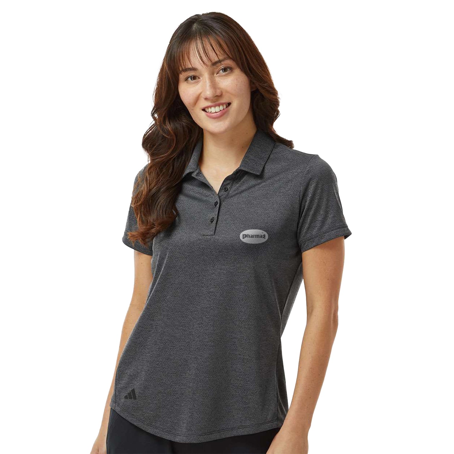 Adidas Women's Space Dyed Embroidered Polo - Black Melange