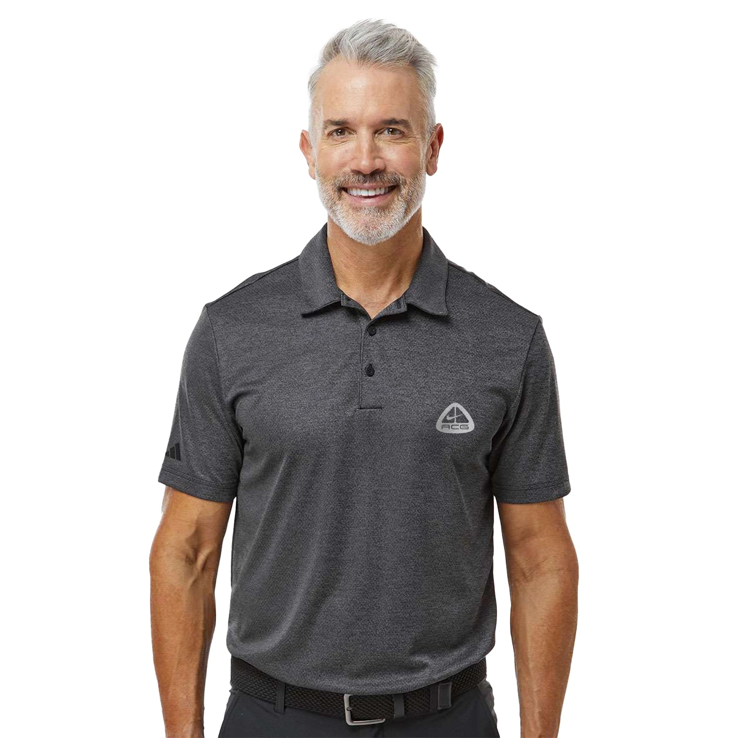 Adidas Space Dyed Embroidered Polo - Black Melange