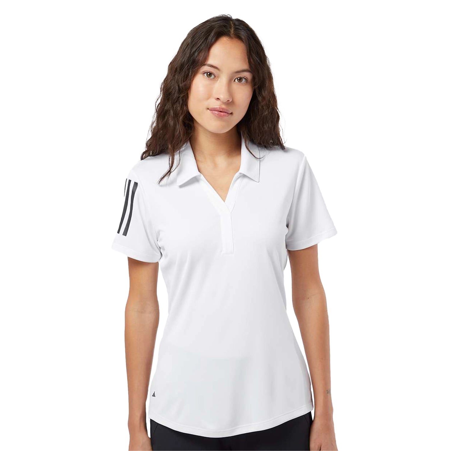 Adidas Women's Floating 3-Stripes Embroidered Polo - White/Black