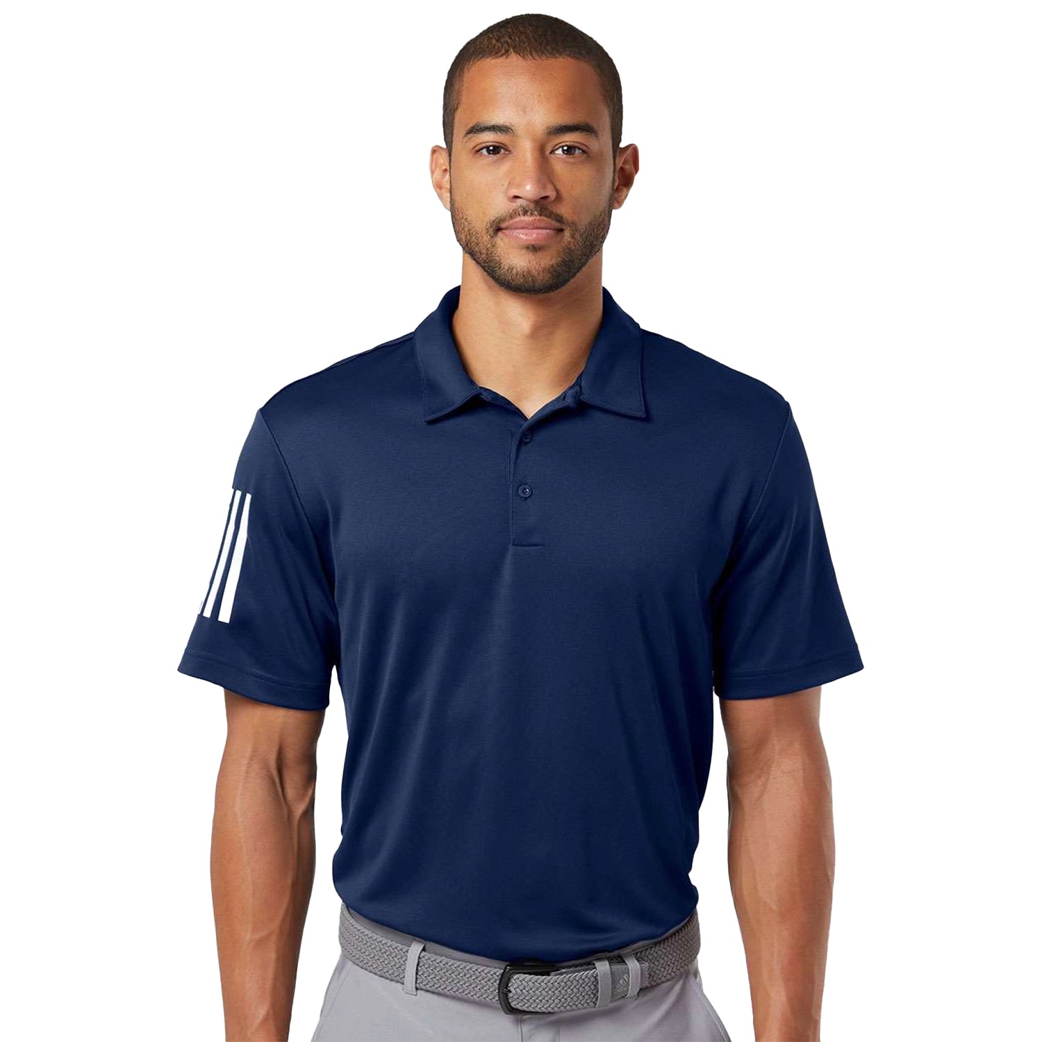 Adidas Floating 3-Stripes Embroidered Polo - Team Navy Blue/White