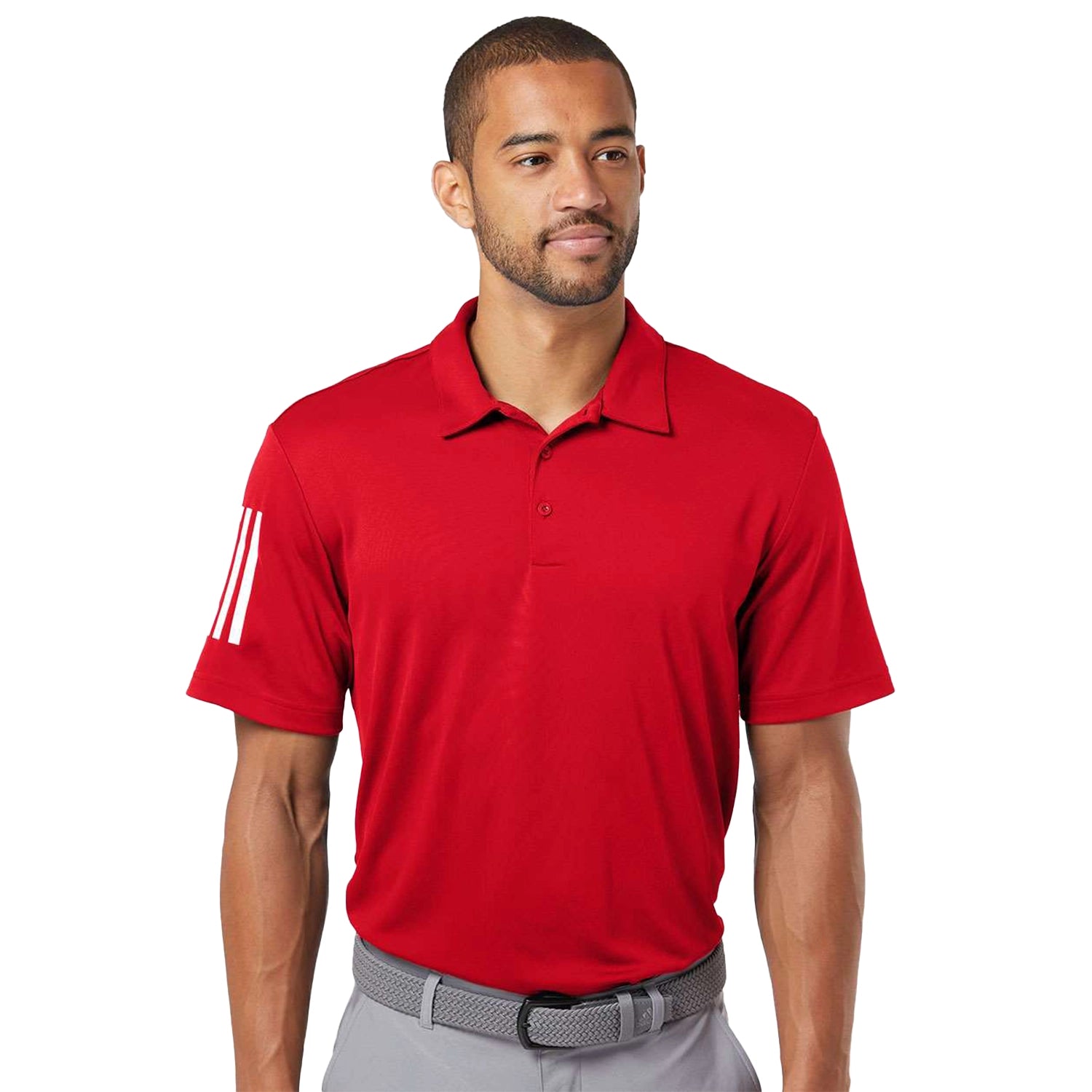 Adidas Floating 3-Stripes Embroidered Polo - Team Power Red/White