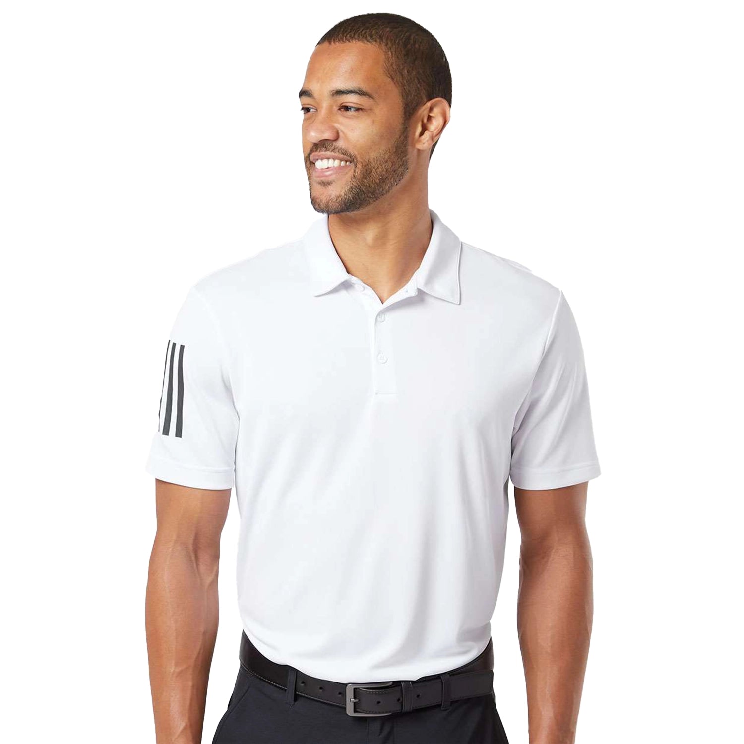Adidas Floating 3-Stripes Embroidered Polo - White/Black