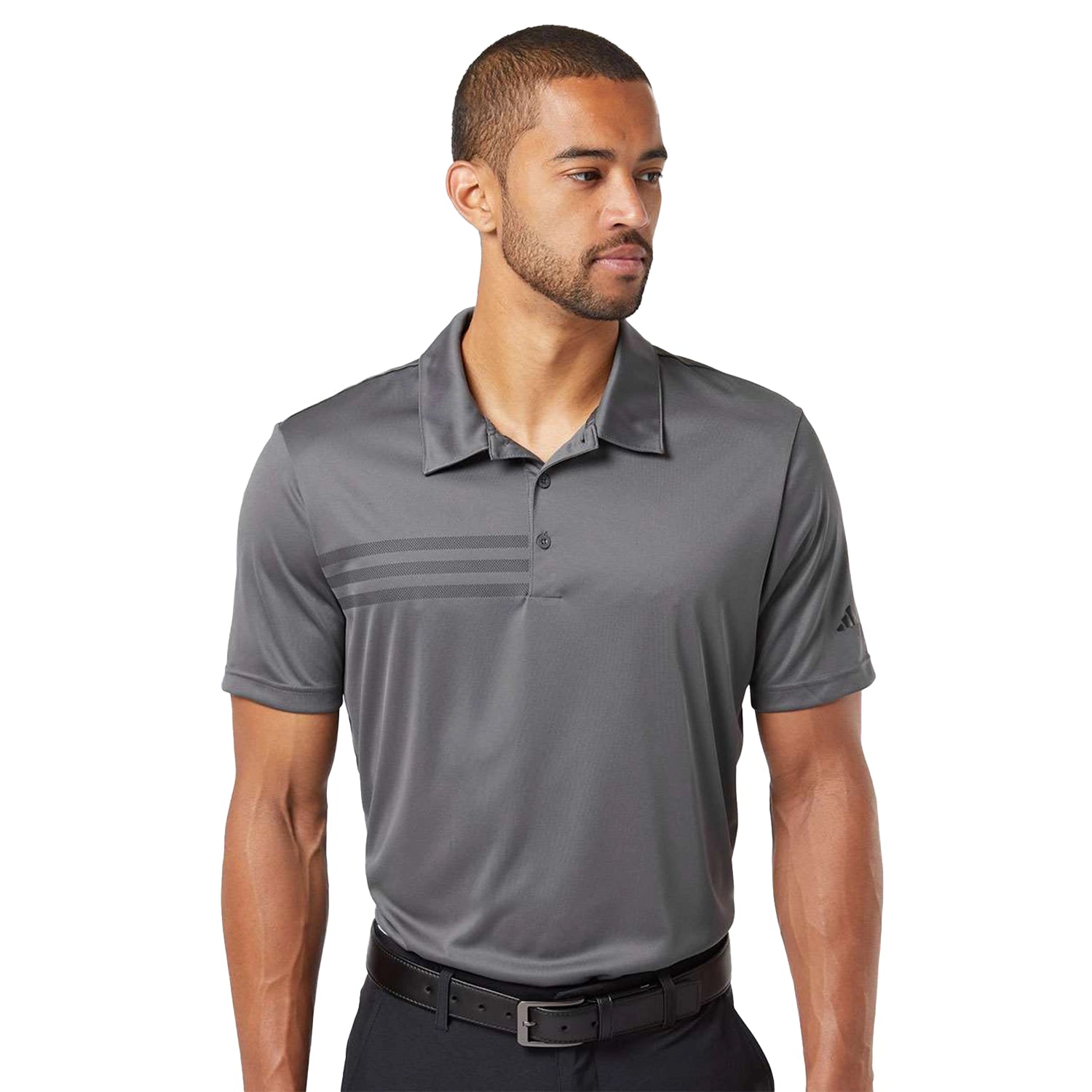 Adidas 3-Stripes Chest Embroidered Polo - Grey Five/Black