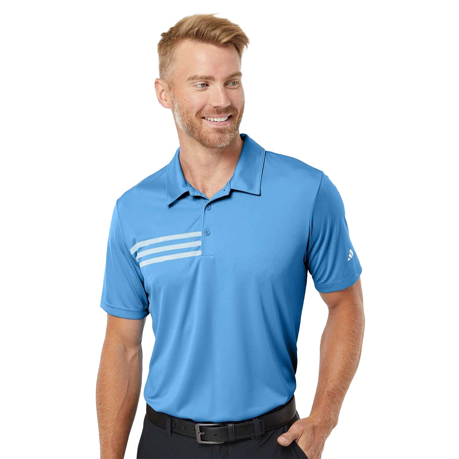 Adidas 3-Stripes Chest Embroidered Polo - Lucky Blue/White