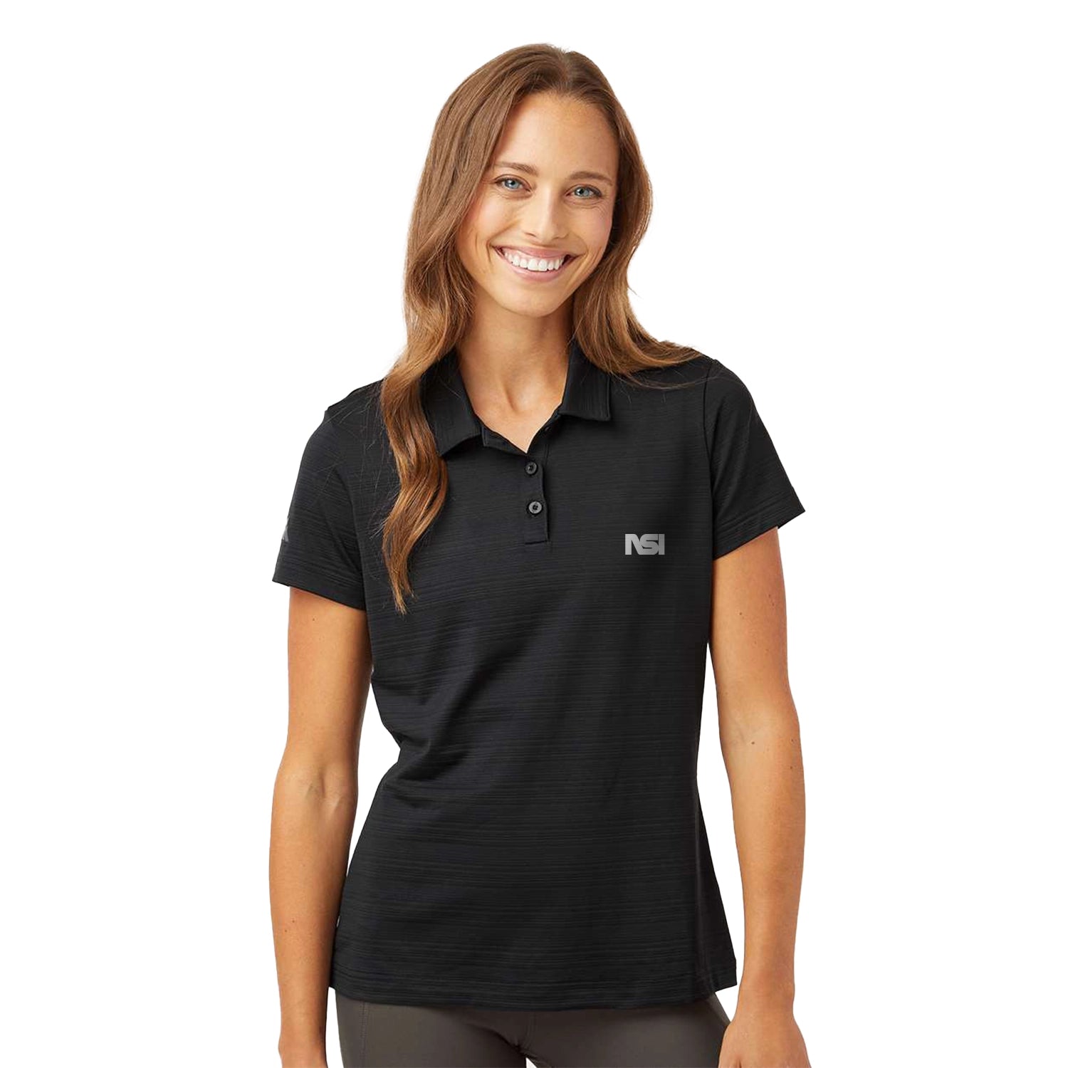 Adidas Women's Textured Stripe Embroidered Polo - Black