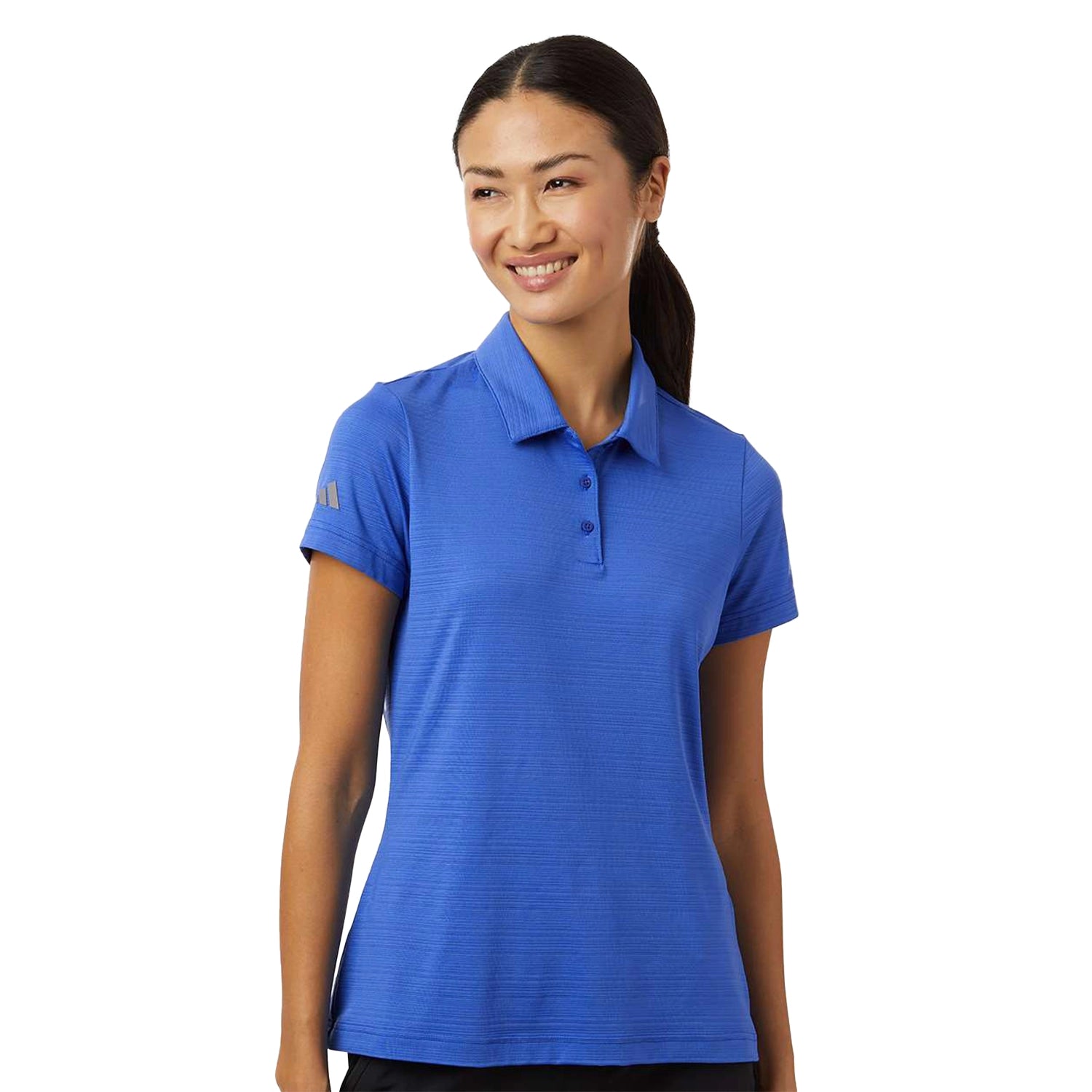 Adidas Women's Textured Stripe Embroidered Polo - Bright Royal Blue