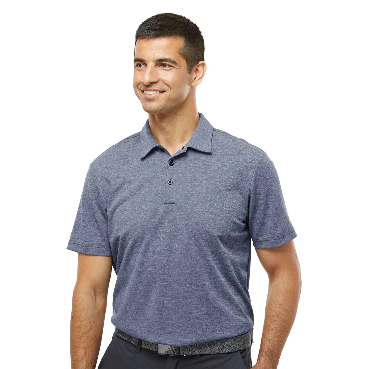 Adidas Heathered Embroidered Polo - Collegiate Navy Blue Melange