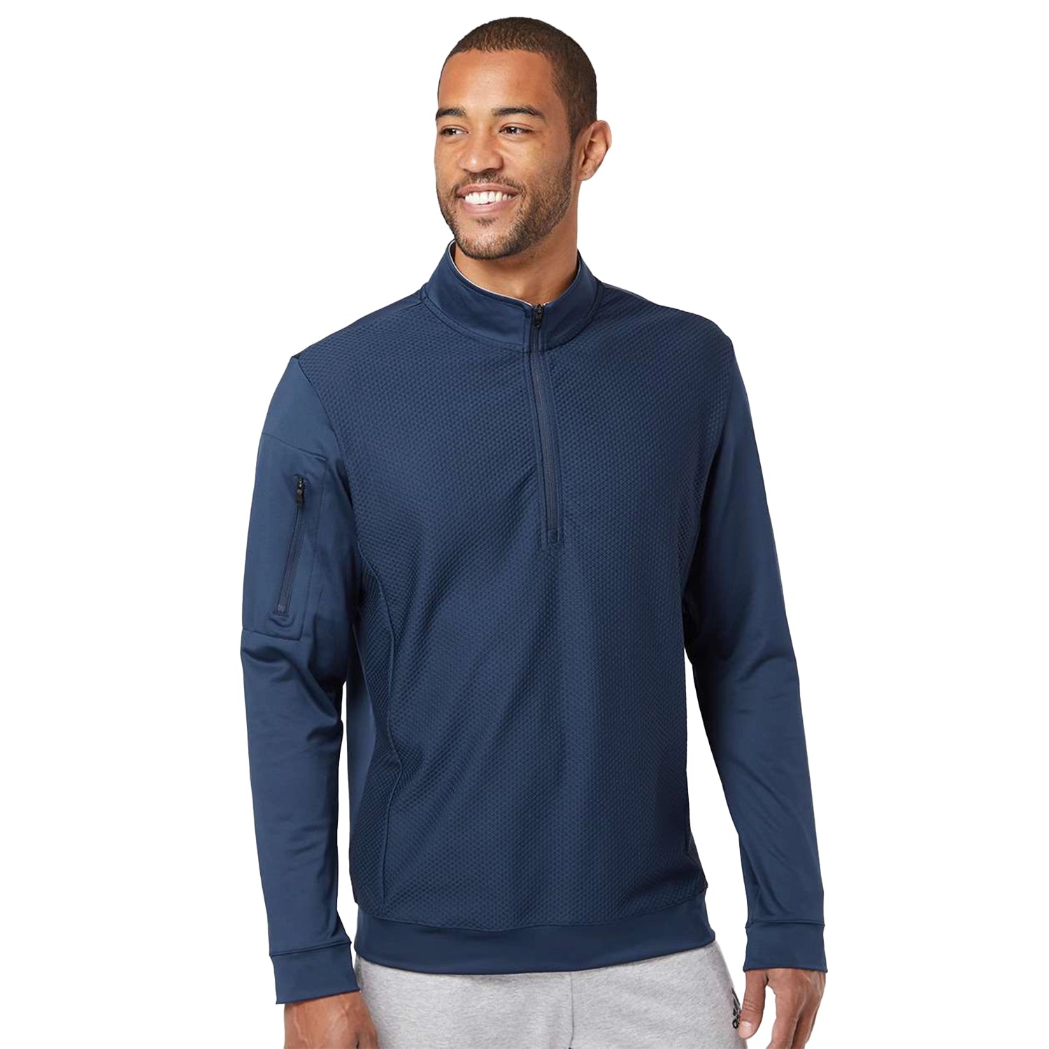 Adidas Performance Textured Quarter-Zip Pullover Embroidered