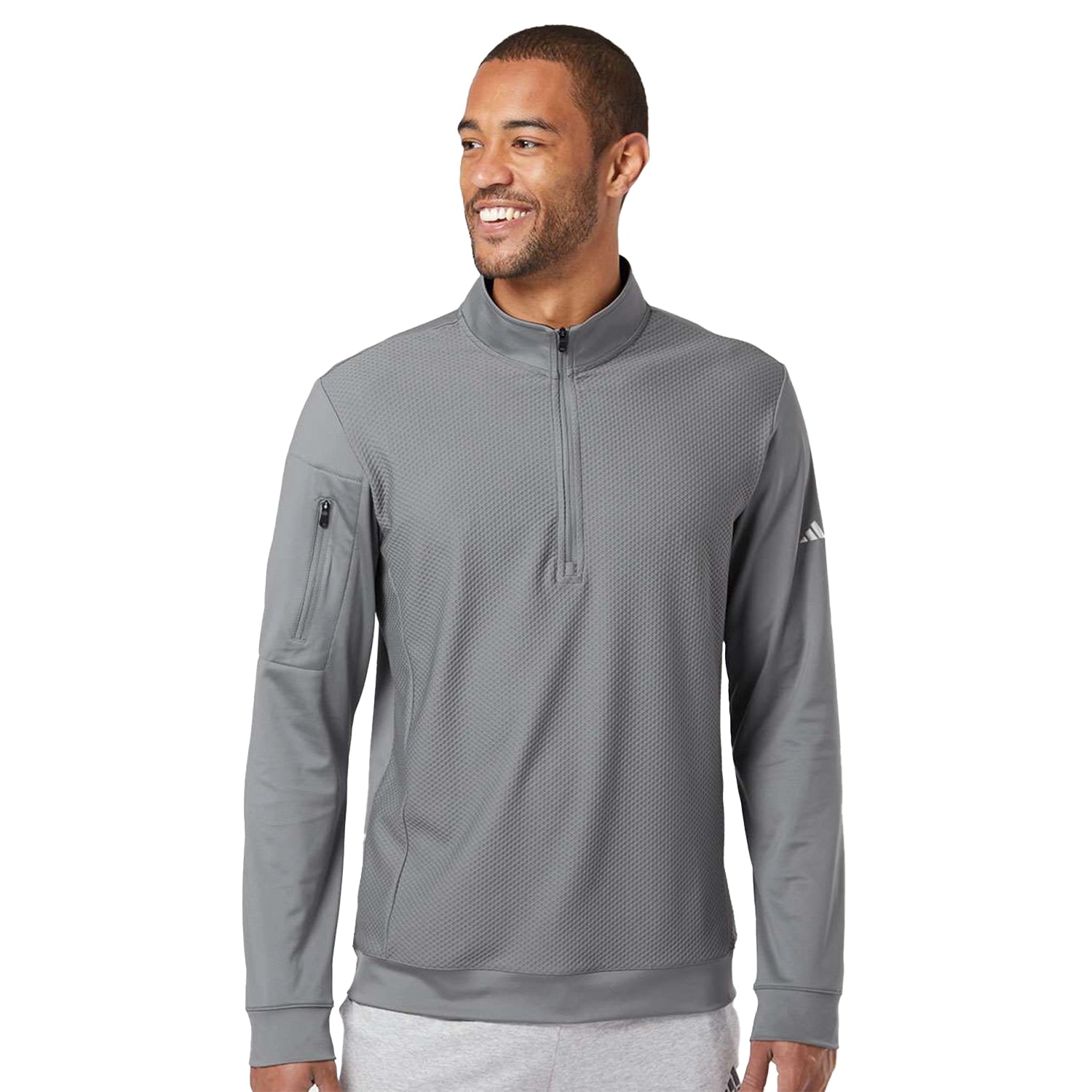 Adidas Performance Textured Quarter-Zip Pullover Embroidered