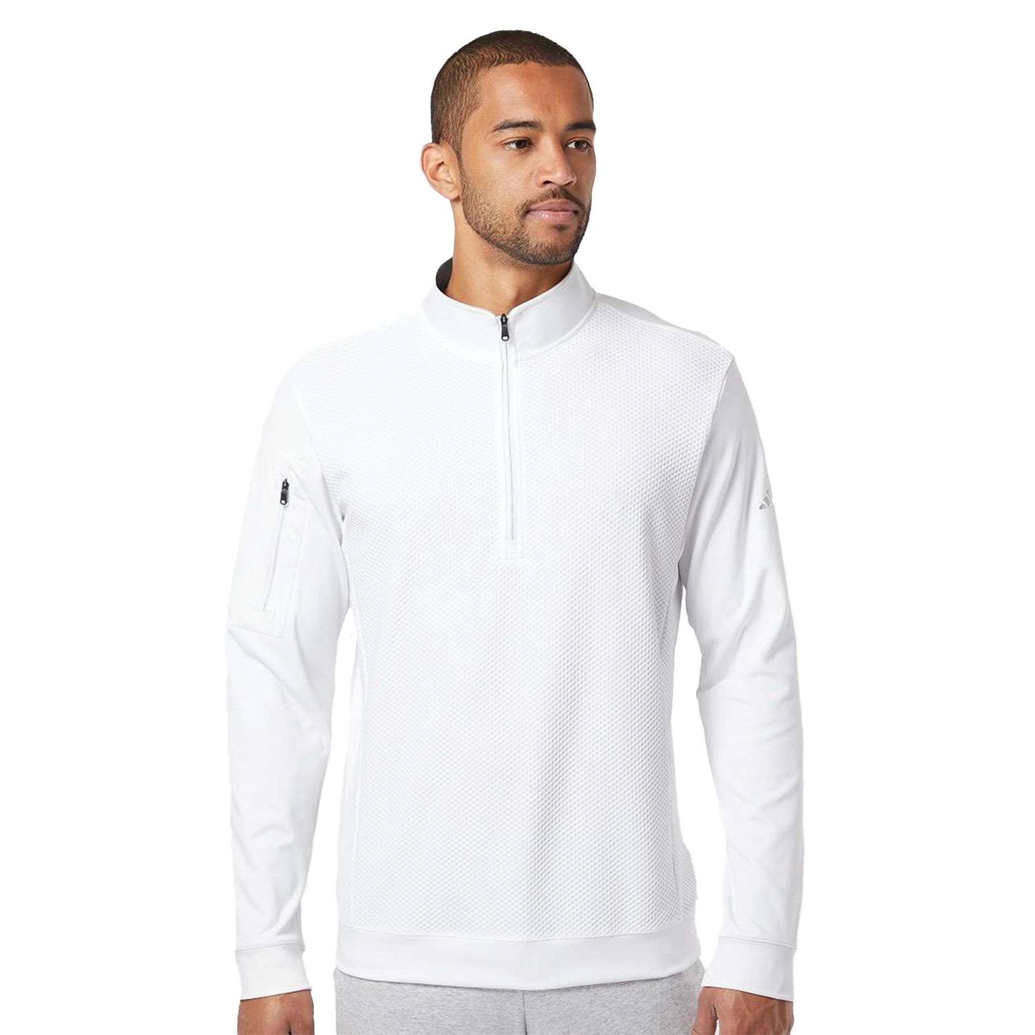 Adidas Performance Textured Quarter-Zip Pullover Embroidered