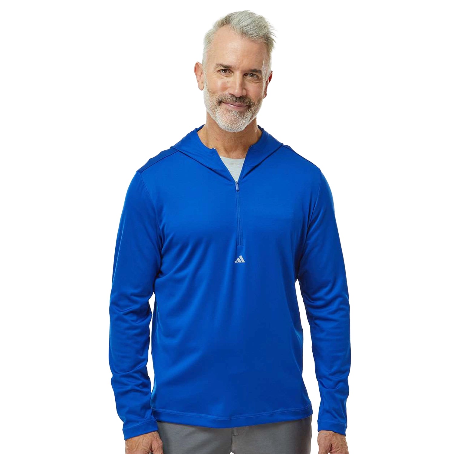 Adidas Lightweight Performance Quarter-Zip Hooded Pullover Embroidered - Collegiate Royal Blue
