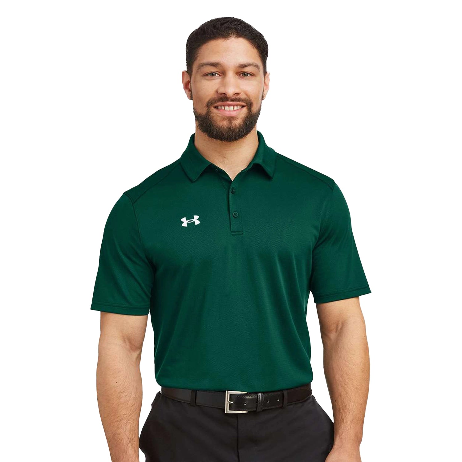 Under Armour Tech Embroidered Polo - Forest Green/White