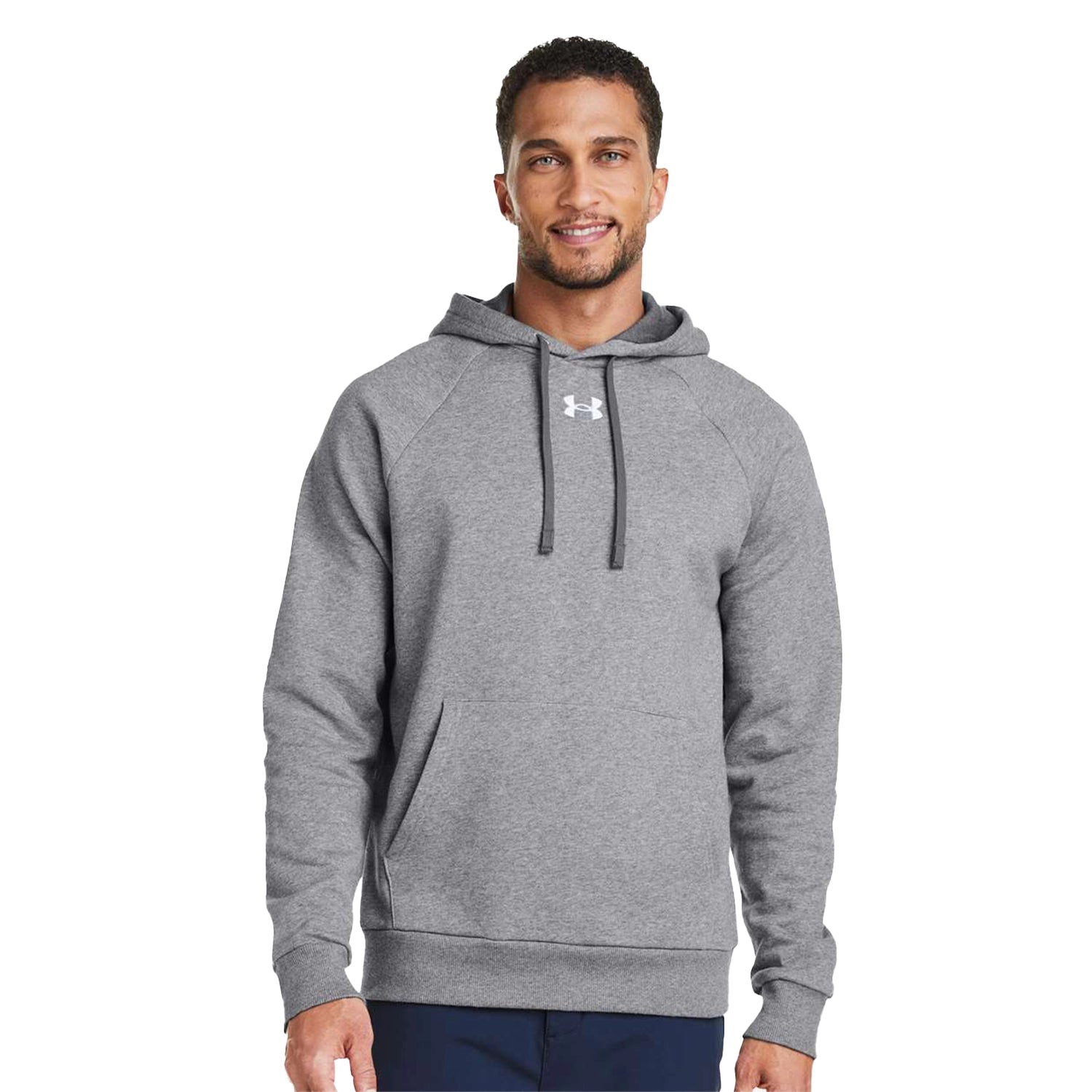 Under Armour - Rival Fleece Hooded Sweatshirt Decorated - CS Grey Light Heather/White