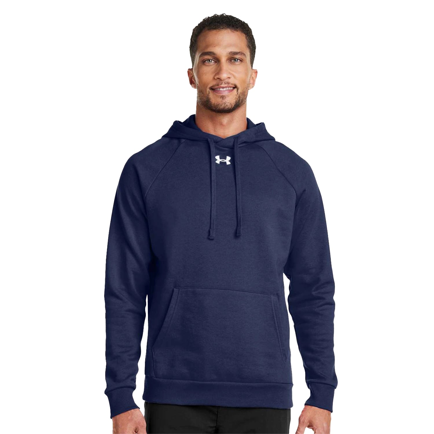 Under Armour - Rival Fleece Hooded Sweatshirt Decorated - Midnight Navy Blue/White