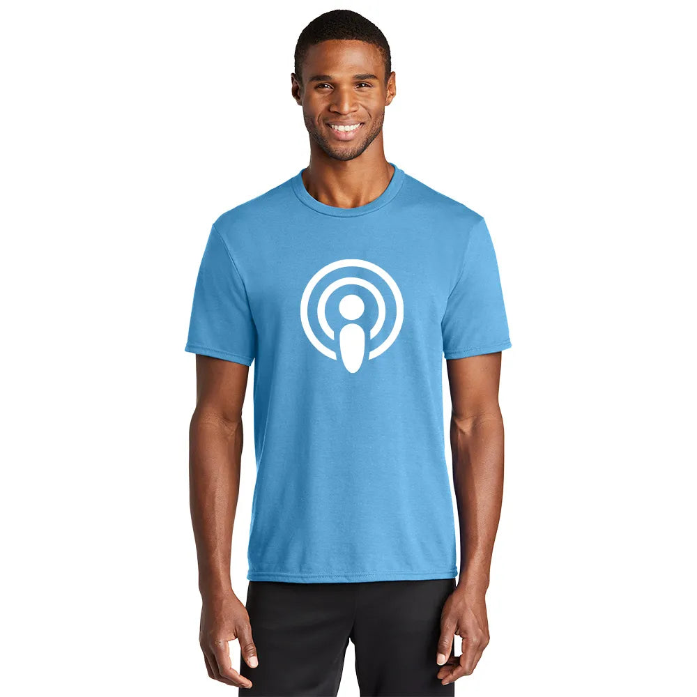 Port & Company Performance Blend Tee Decorated - Aquatic Blue