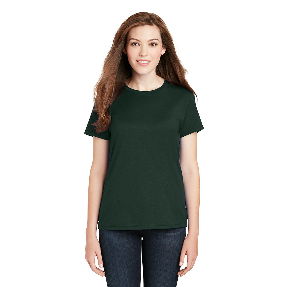 Hanes Women's Perfect-T Cotton T-Shirt Decorated - Deep Forest Green (PMS 5535C)