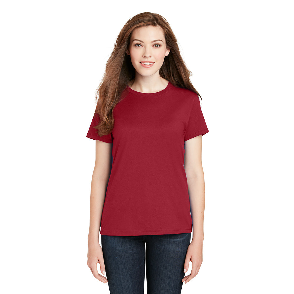 Hanes Women's Perfect-T Cotton T-Shirt Decorated - Deep Red (PMS 207C)