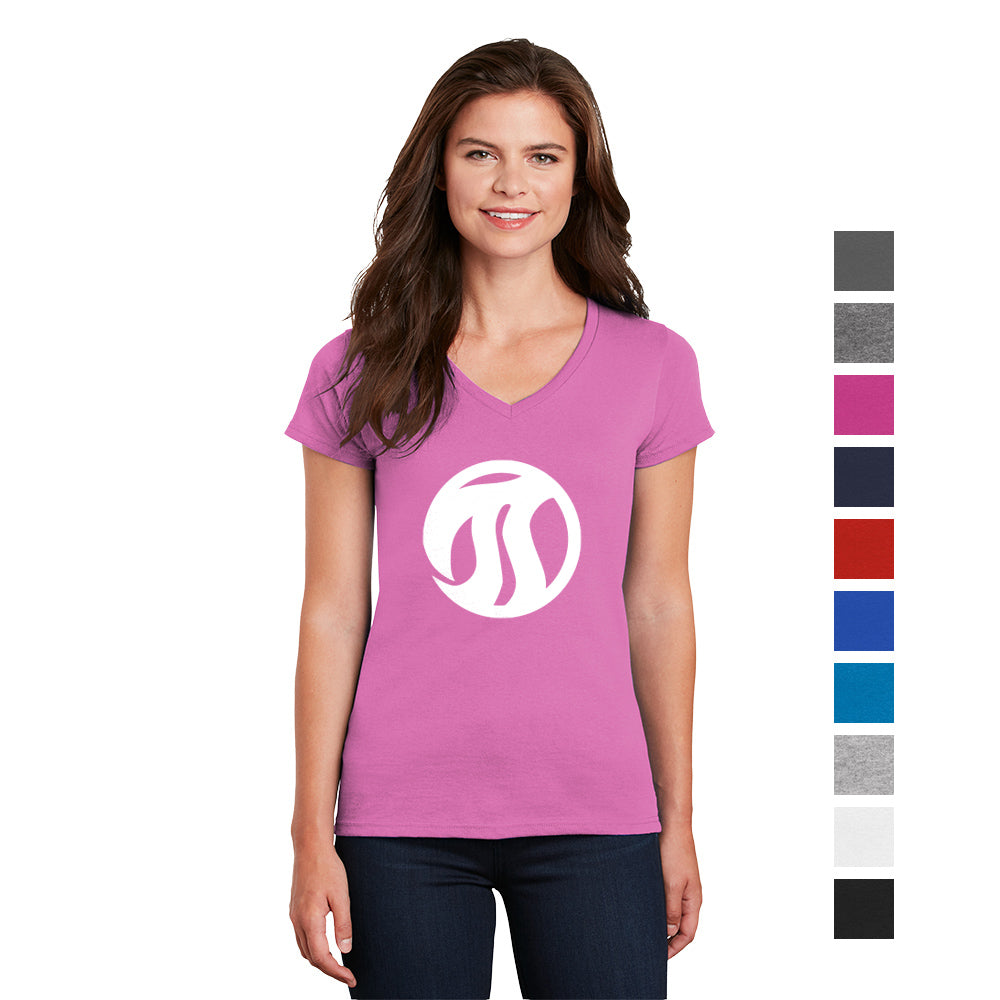 Gildan Women's Heavy Cotton 100% Cotton V-Neck T-Shirt Decorated in Azalea Pink