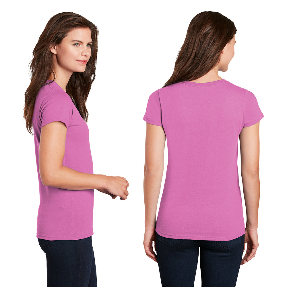 Gildan Women's Heavy Cotton 100% Cotton V-Neck T-Shirt Decorated in Black