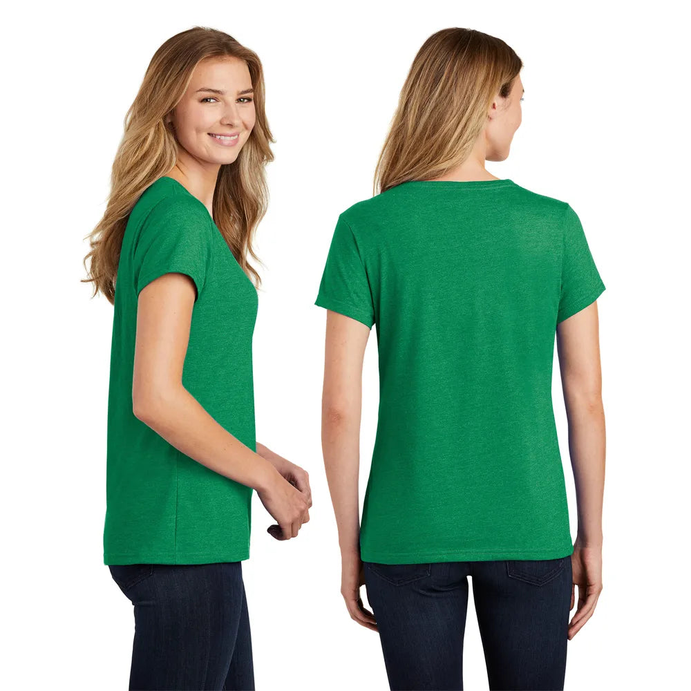 Port & Company Women's Fan Favorite Blend V-Neck Tee Decorated in Black Heather