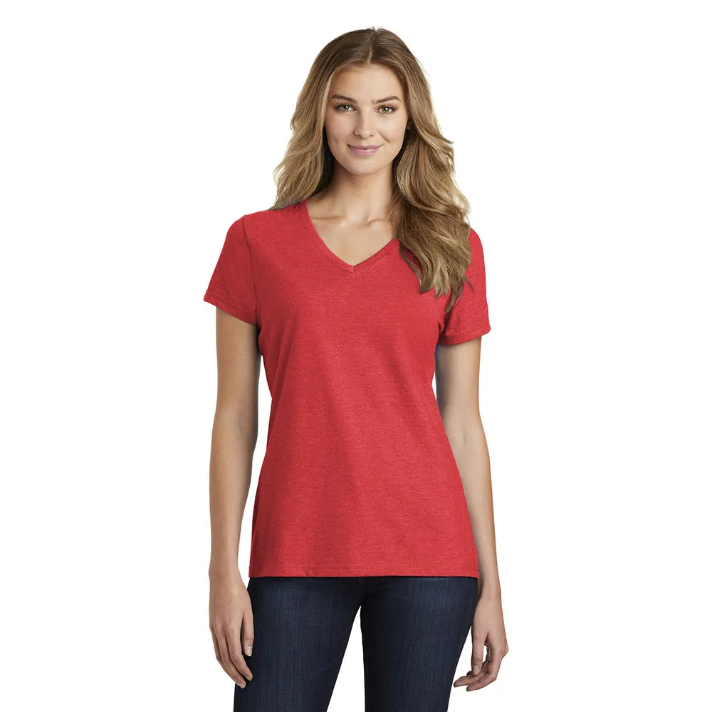 Port & Company Women's Fan Favorite Blend V-Neck Tee Decorated in Graphite Grey Heather