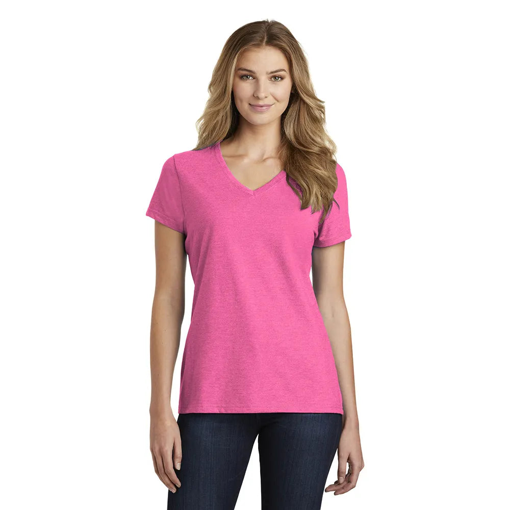 Port & Company Women's Fan Favorite Blend V-Neck Tee Decorated in Team Purple Heather