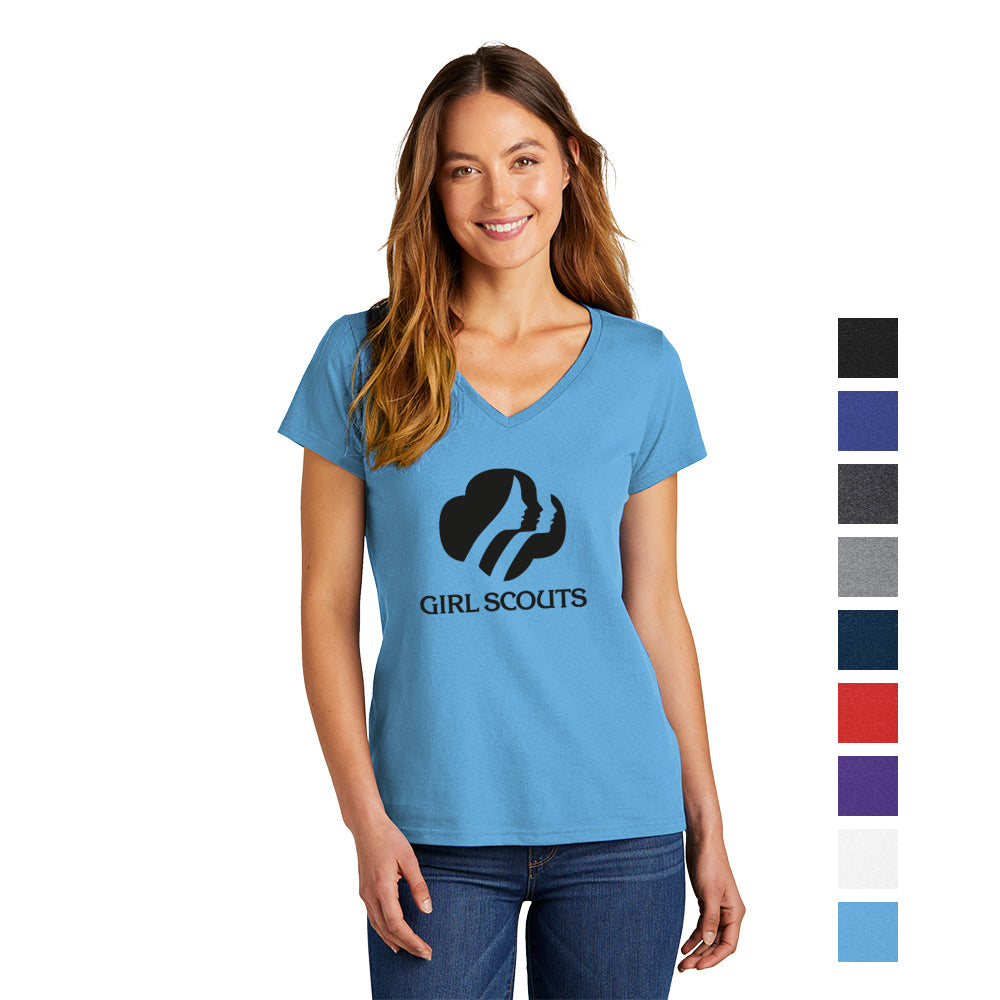 District Women’s The Concert Tee V-Neck Decorated in Aquatic Blue
