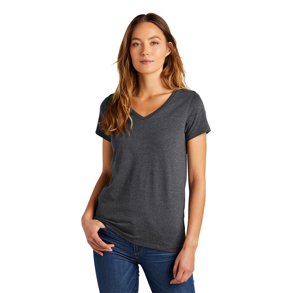 District Women’s The Concert Tee V-Neck Decorated in Heathered Charcoal Grey