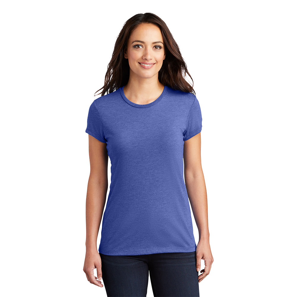 District Women’s Fitted Perfect Tri Tee Decorated - Turquoise Blue Frost