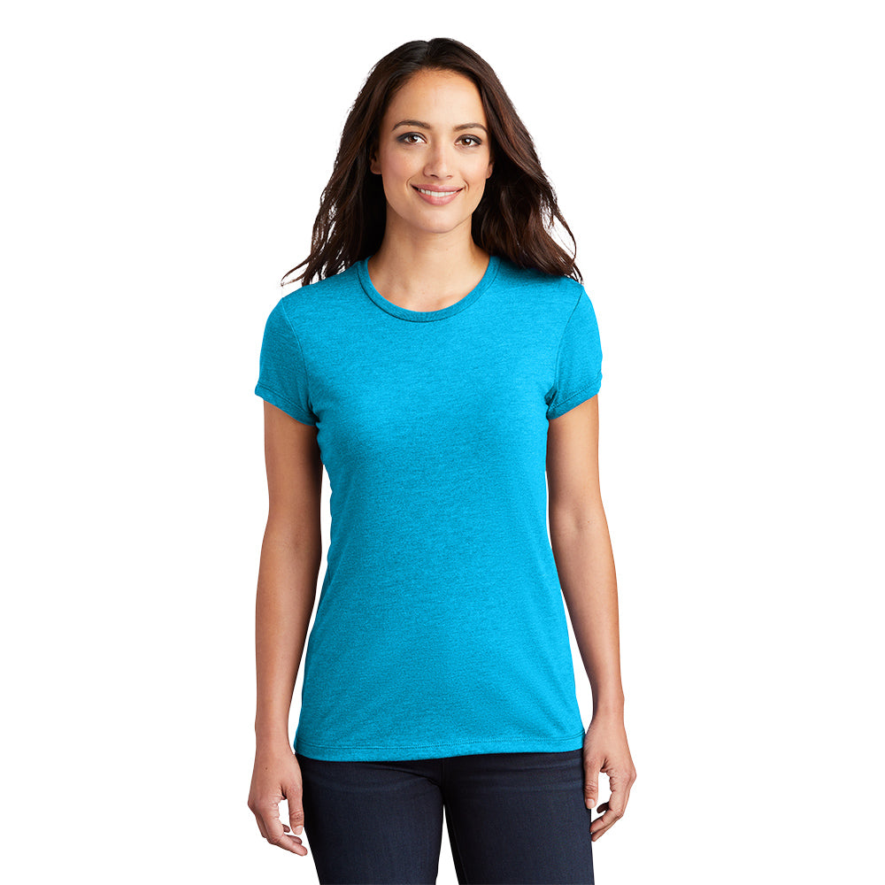 District Women’s Fitted Perfect Tri Tee Decorated - White