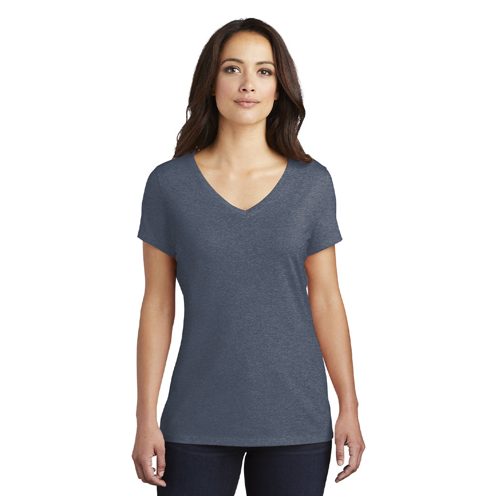 District Women’s Perfect Tri V-Neck Tee Decorated - Navy Blue Frost